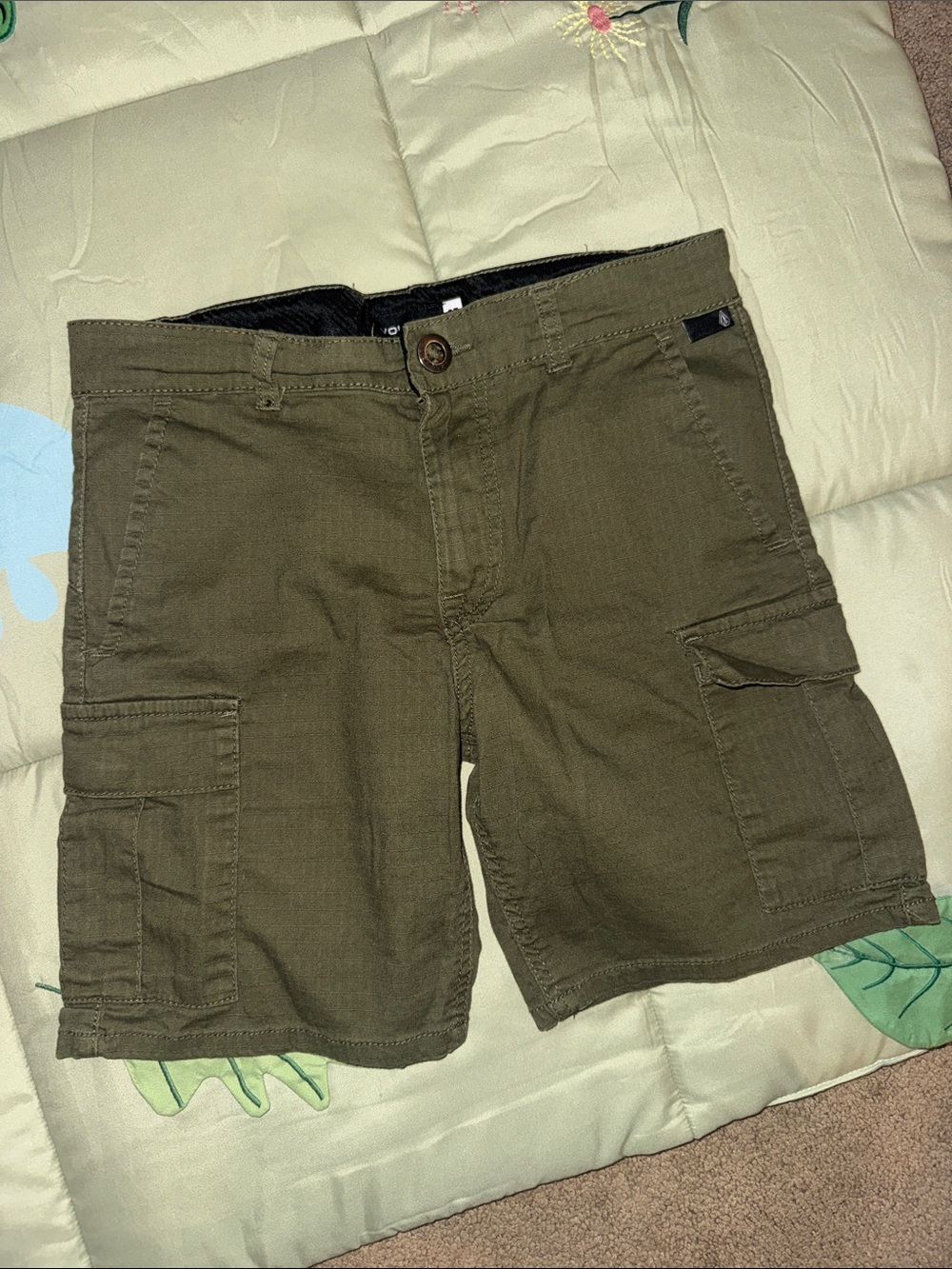 Boys Olive Cargo Shorts - Casual Utility Style